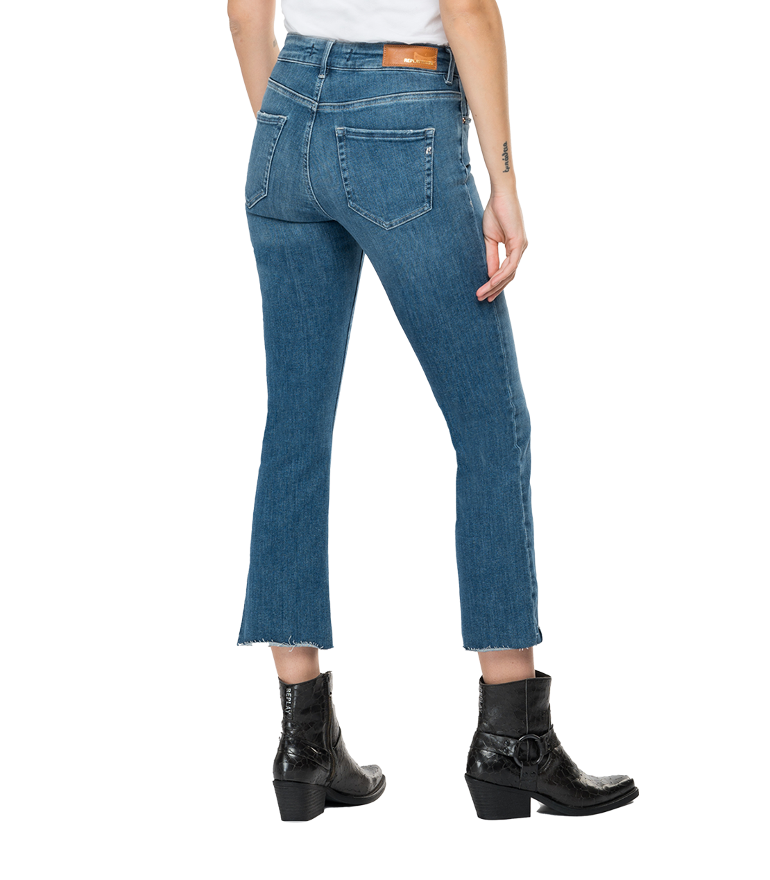 ファービー パワーストレッチ フレアクロップブーツカットフィットジーンズ 詳細画像 ミディアムブルー 2